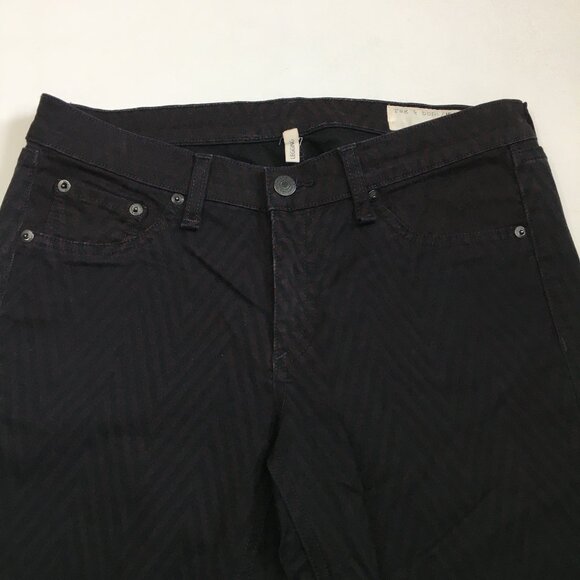 RAG & BONE Chevron Ombre Black Dark Plum Faux Pockets Faux Pockets Skinny Jeans - Picture 5 of 13